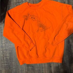 Gildan Orange Crewneck Sweater with Dog Graphic